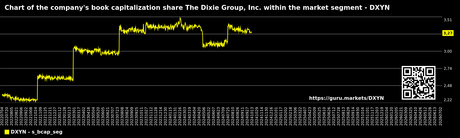 Chart of the company's book capitalization share The Dixie Group, Inc. within the market segment - DXYN